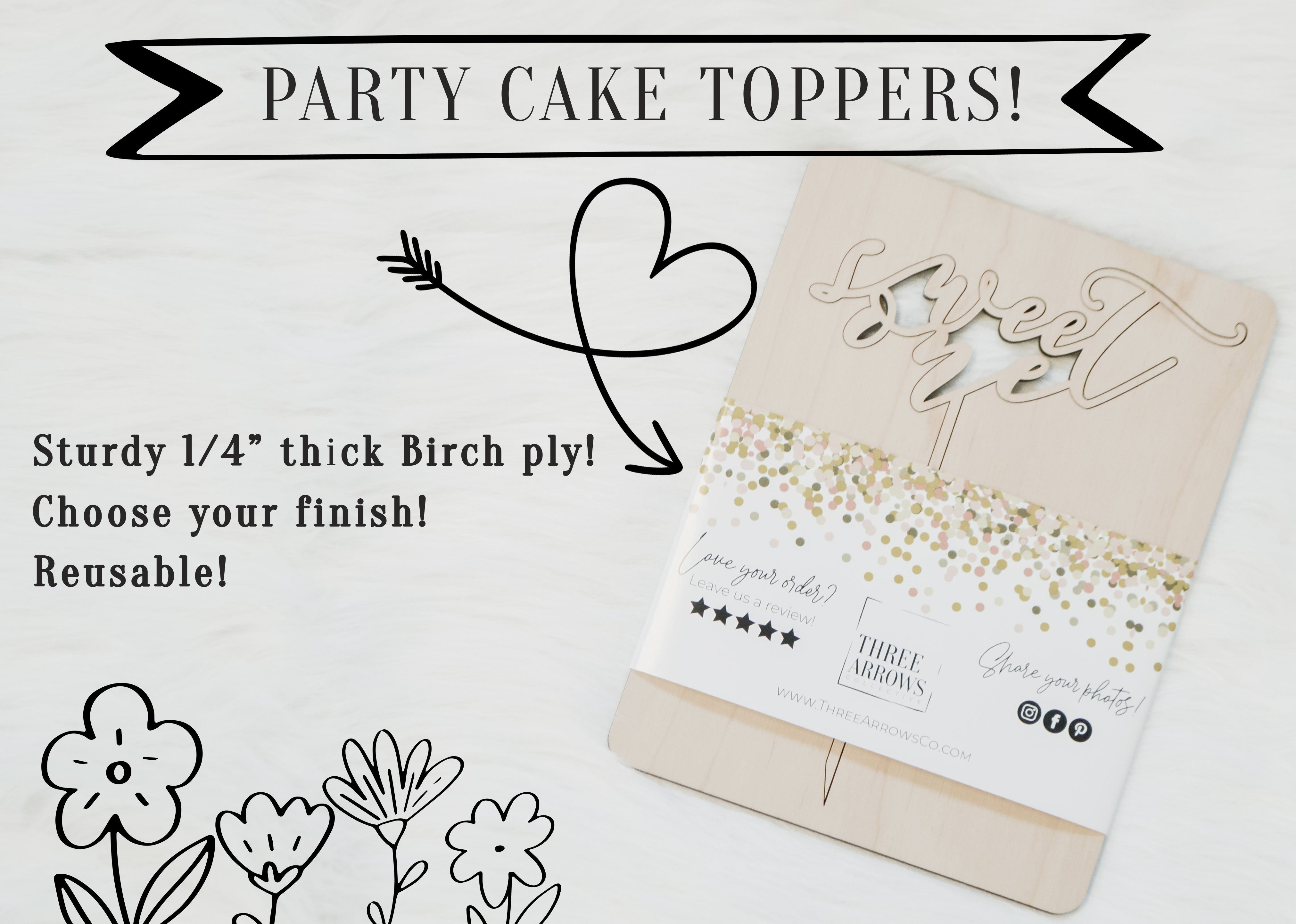 Custom Saying Wood Cake Topper