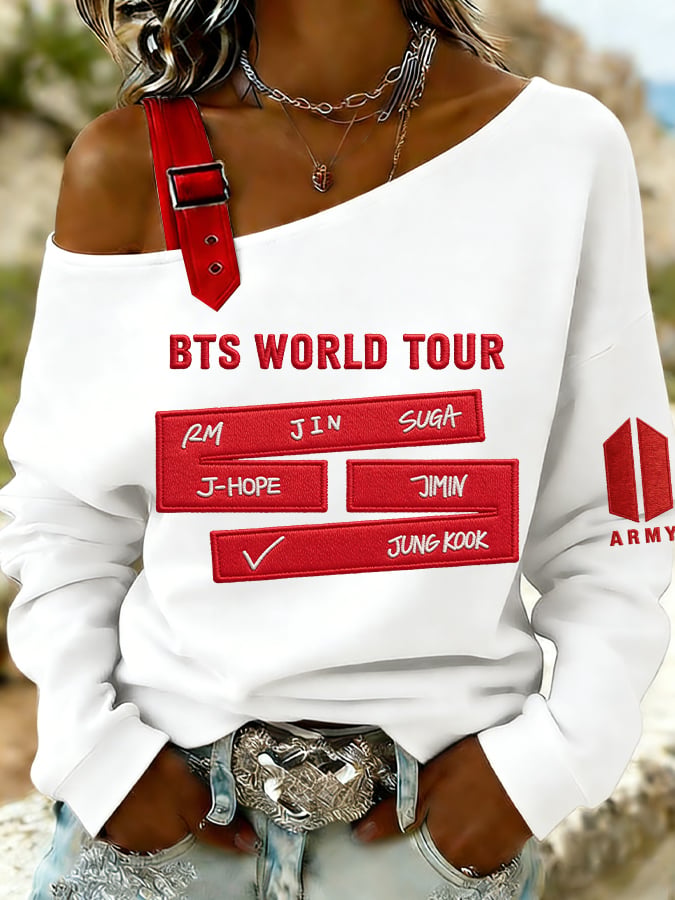 🔥Buy 3 Get 15% Off🔥Women's Retro Leisure Print Off-The-Shoulder Sweatshirt
