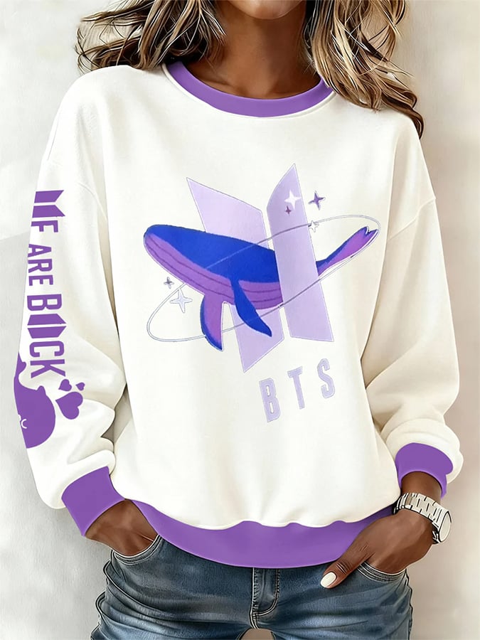 🔥Buy 3 Get 15% Off🔥Women's BTS lovers Printed Regular Sweatshirt
