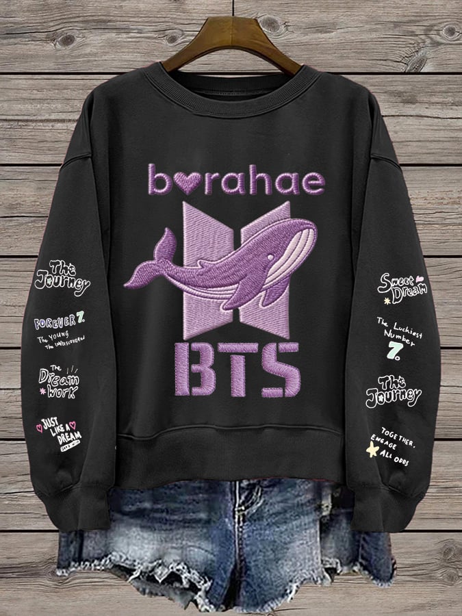 🔥Buy 3 Get 15% Off🔥Women's K-pop Printed Long-Sleeve Sweatshirt