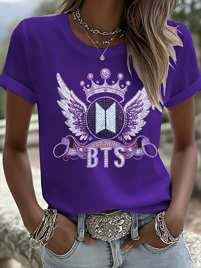 Women's K-pop Print Casual T-Shirt