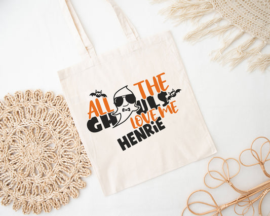 All the Ghouls Love Me Custom Name Halloween Trick or Treat Bag