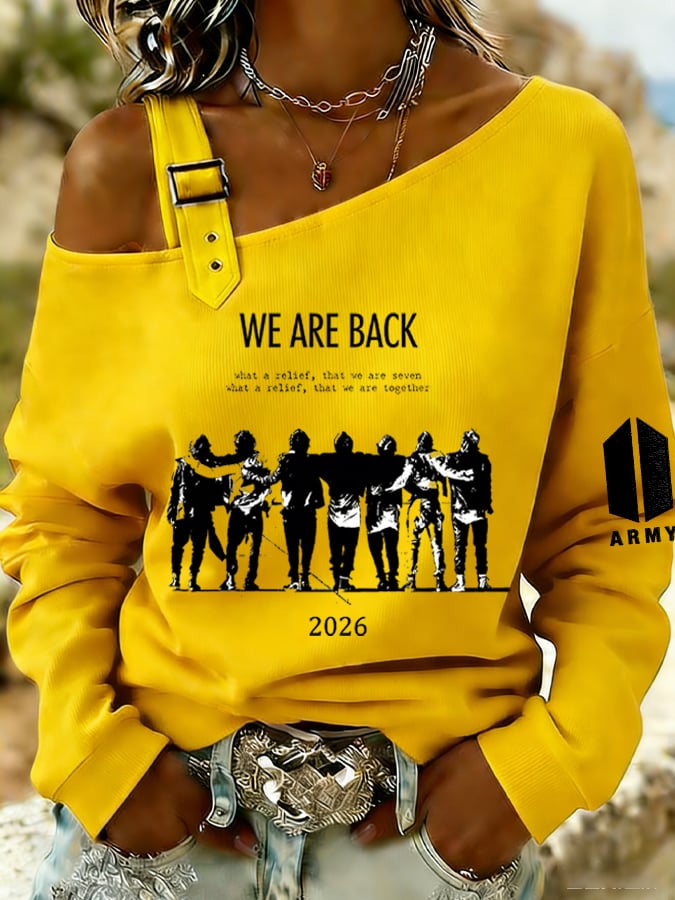 🔥Buy 3 Get 15% Off🔥Women's Retro Leisure Print Off-The-Shoulder Sweatshirt