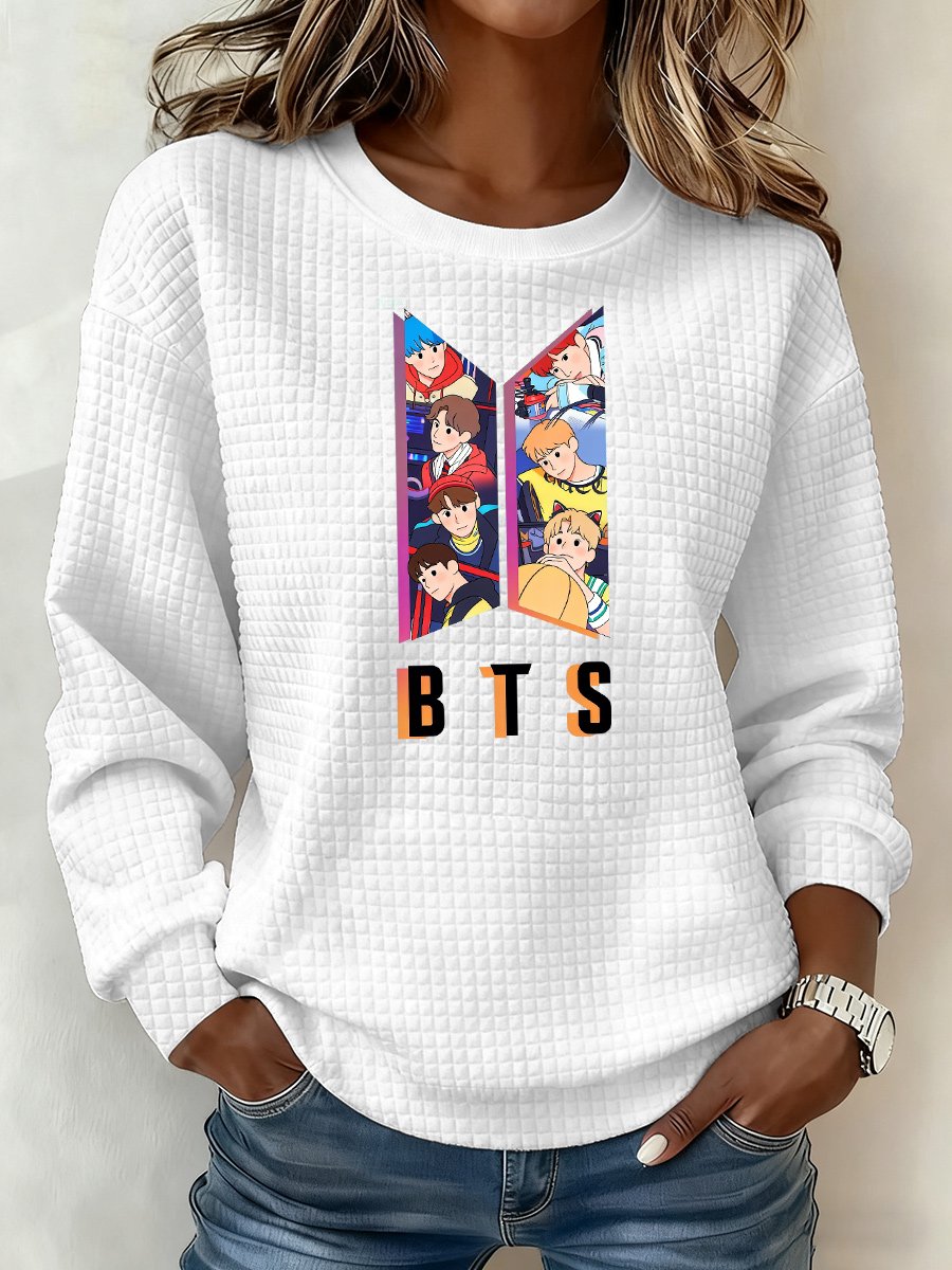 🔥Buy 3 Get 15% Off🔥Women's K-pop Printed Long-Sleeve Sweatshirt