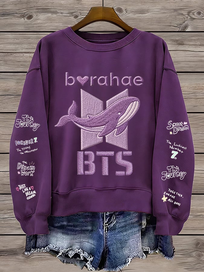🔥Buy 3 Get 15% Off🔥Women's K-pop Printed Long-Sleeve Sweatshirt