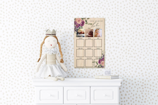Purple Floral 1st Year Memory Board