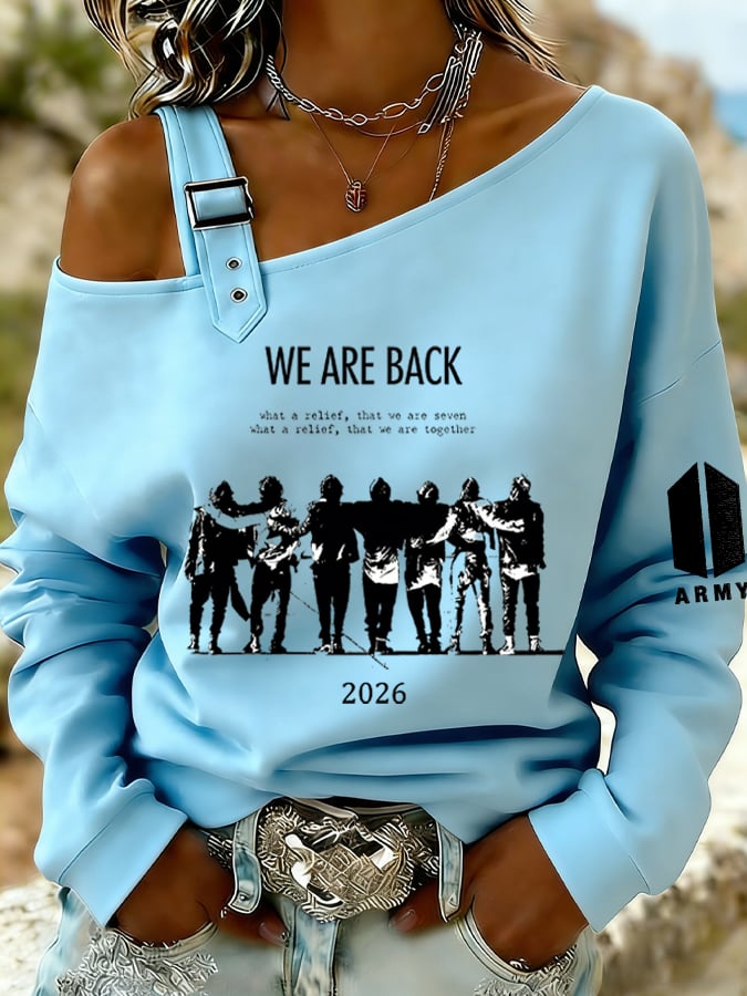 🔥Buy 3 Get 15% Off🔥Women's Retro Leisure  Print Off-The-Shoulder Sweatshirt