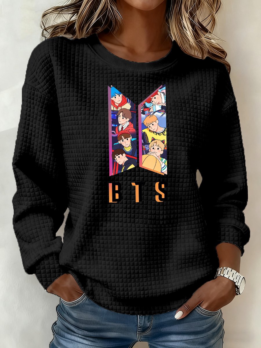 🔥Buy 3 Get 15% Off🔥Women's K-pop Printed Long-Sleeve Sweatshirt