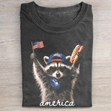 Feral & Free Racoon 4th of July T-shirt