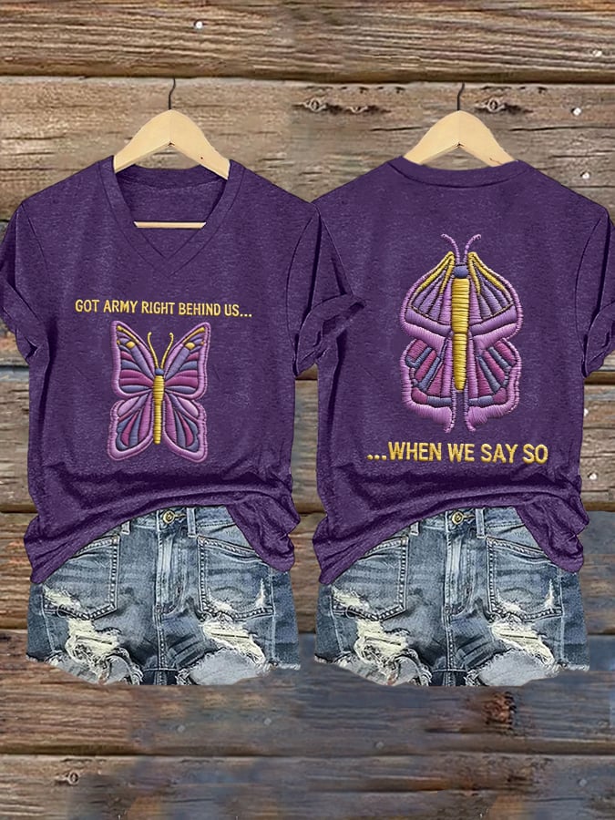 🔥Buy 3 Get 15% Off🔥Women's GOT ARMY RIGHT BEHIND US... WHEN WE SAY SO Print Short-sleeved T-shirt