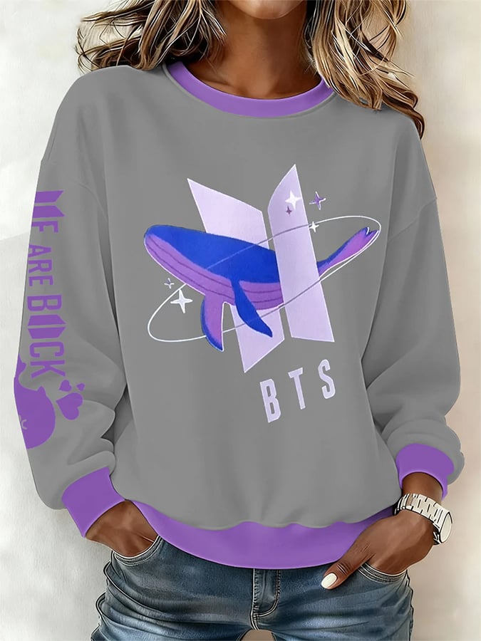 🔥Buy 3 Get 15% Off🔥Women's BTS lovers Printed Regular Sweatshirt
