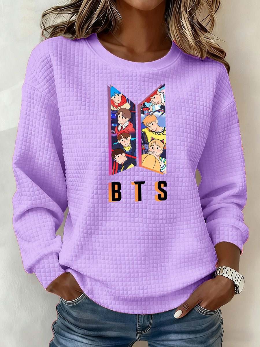 🔥Buy 3 Get 15% Off🔥Women's K-pop Printed Long-Sleeve Sweatshirt