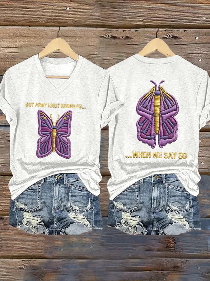 🔥Buy 3 Get 15% Off🔥Women's GOT ARMY RIGHT BEHIND US... WHEN WE SAY SO Print Short-sleeved T-shirt