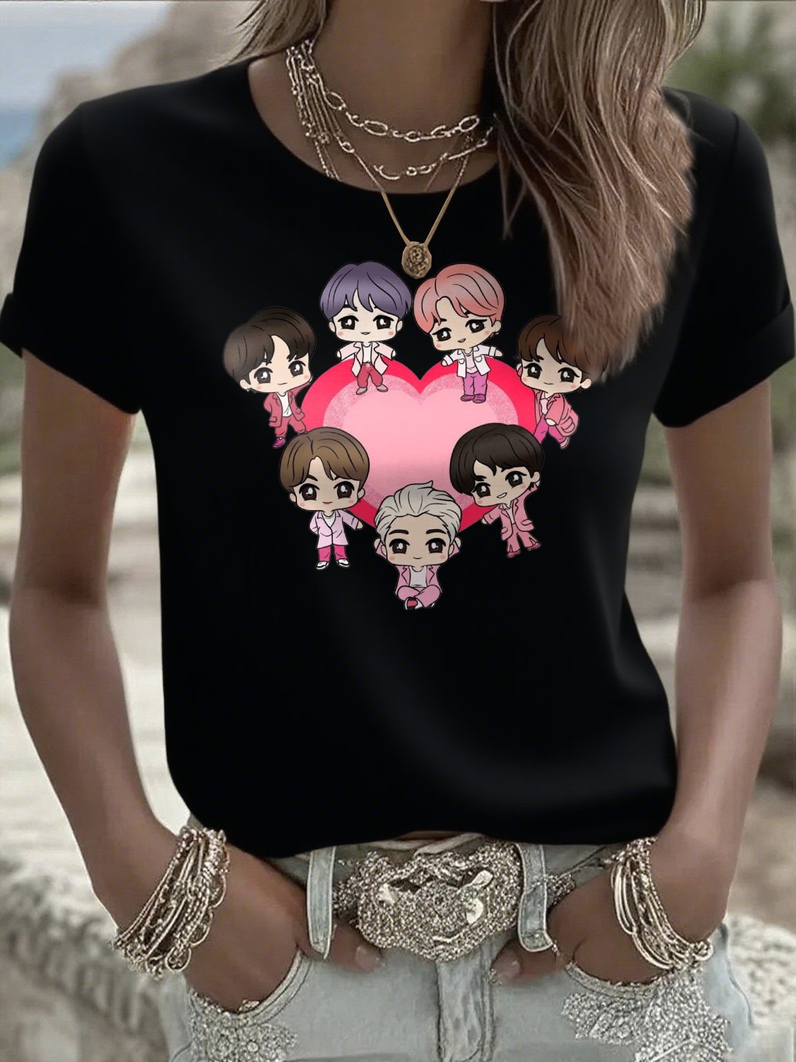 🔥Buy 3 Get 15% Off🔥Women's K-pop Print Short-sleeved T-shirt