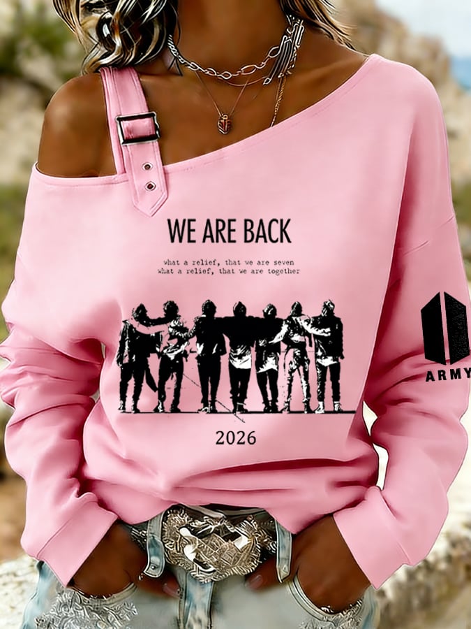 🔥Buy 3 Get 15% Off🔥Women's Retro Leisure  Print Off-The-Shoulder Sweatshirt