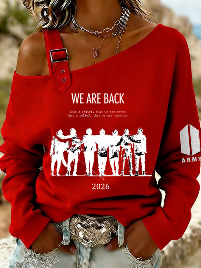 🔥Buy 3 Get 15% Off🔥Women's Retro Leisure  Print Off-The-Shoulder Sweatshirt
