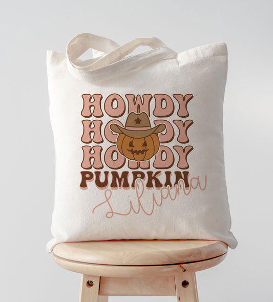 Howdy Pumpkin Name Halloween Trick or Treat Bag