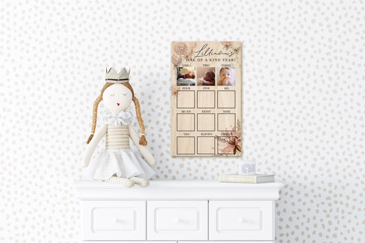 One of a Kind Year Baby Girl Photo Board