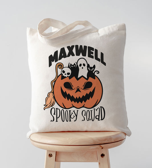 Spooky Squad Custom Name Halloween Trick or Treat Bag